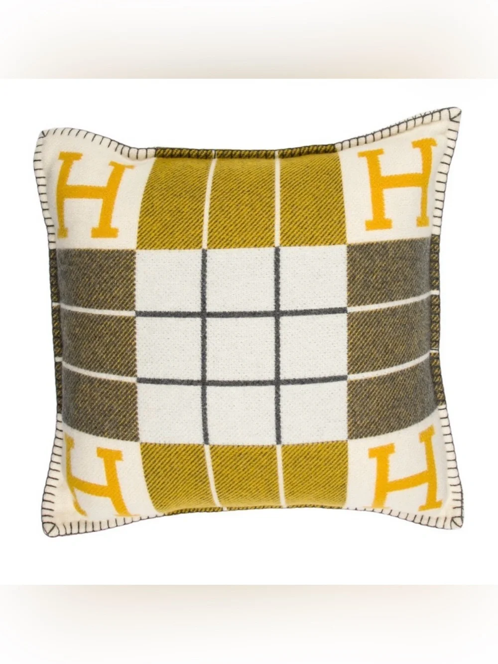 Two Hermes Avalon III Throw Pillow yellow grey